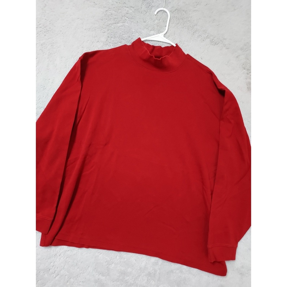 LL Bean Shirt Mens XXL Red Mock Turtleneck Long Sleeve Cotton Base Layer 2XL